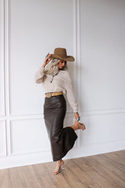 The Mocha Leather Skirt