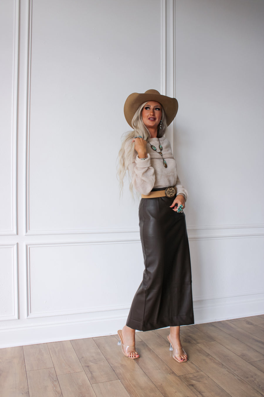 The Mocha Leather Skirt