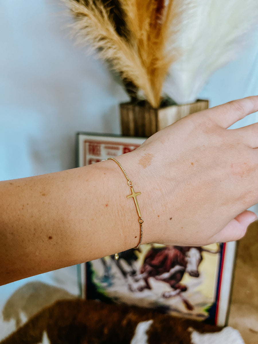 The Gold Cross Slider Bracelet